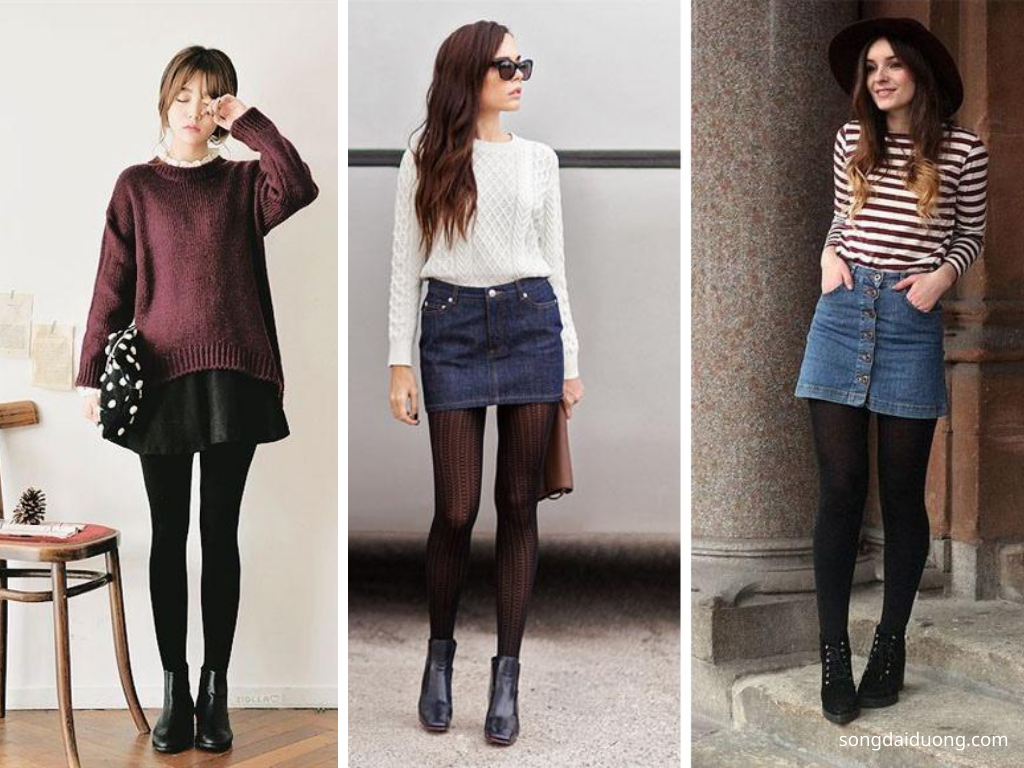 Áo len, chân váy và quần tất - du lịch mùa đông nên mặc gì